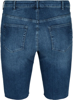 Amy denim shorts med høj talje, Blue denim, Packshot image number 1