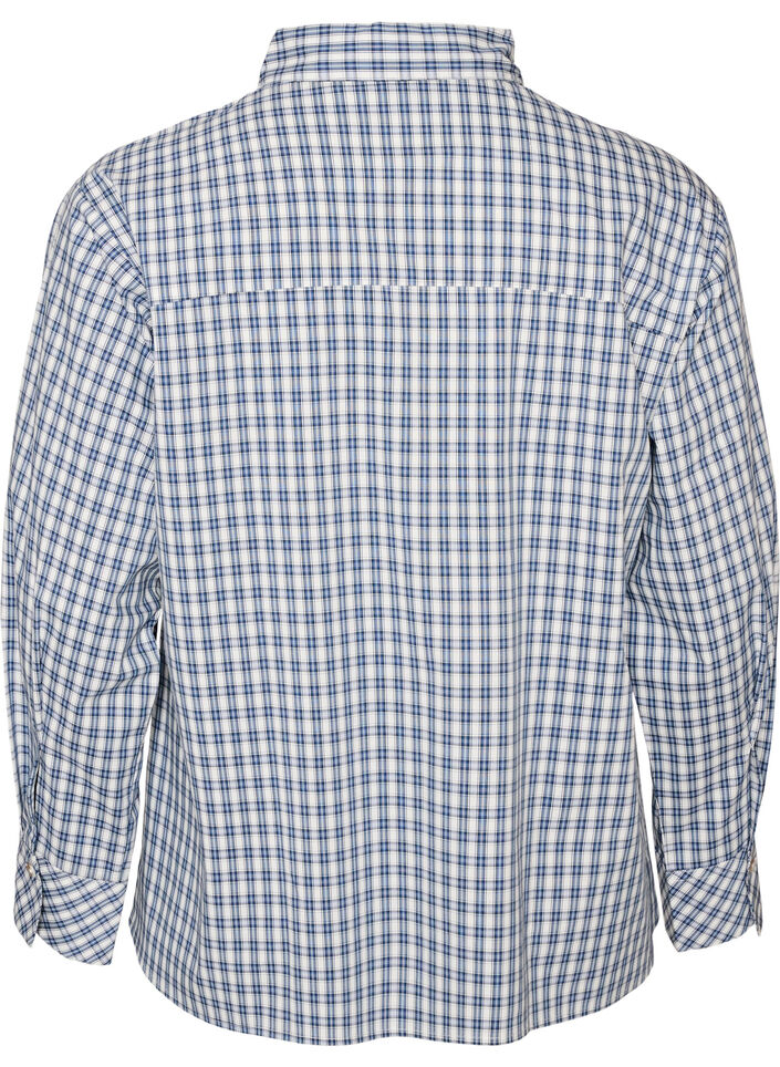 L&oslash;s skjorte med tern og bindeb&aring;nd, Bl&aring;, Packshot image number 1