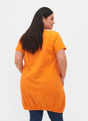 Kortærmet kjole i bomuld, Orange Tiger, Model image number 1