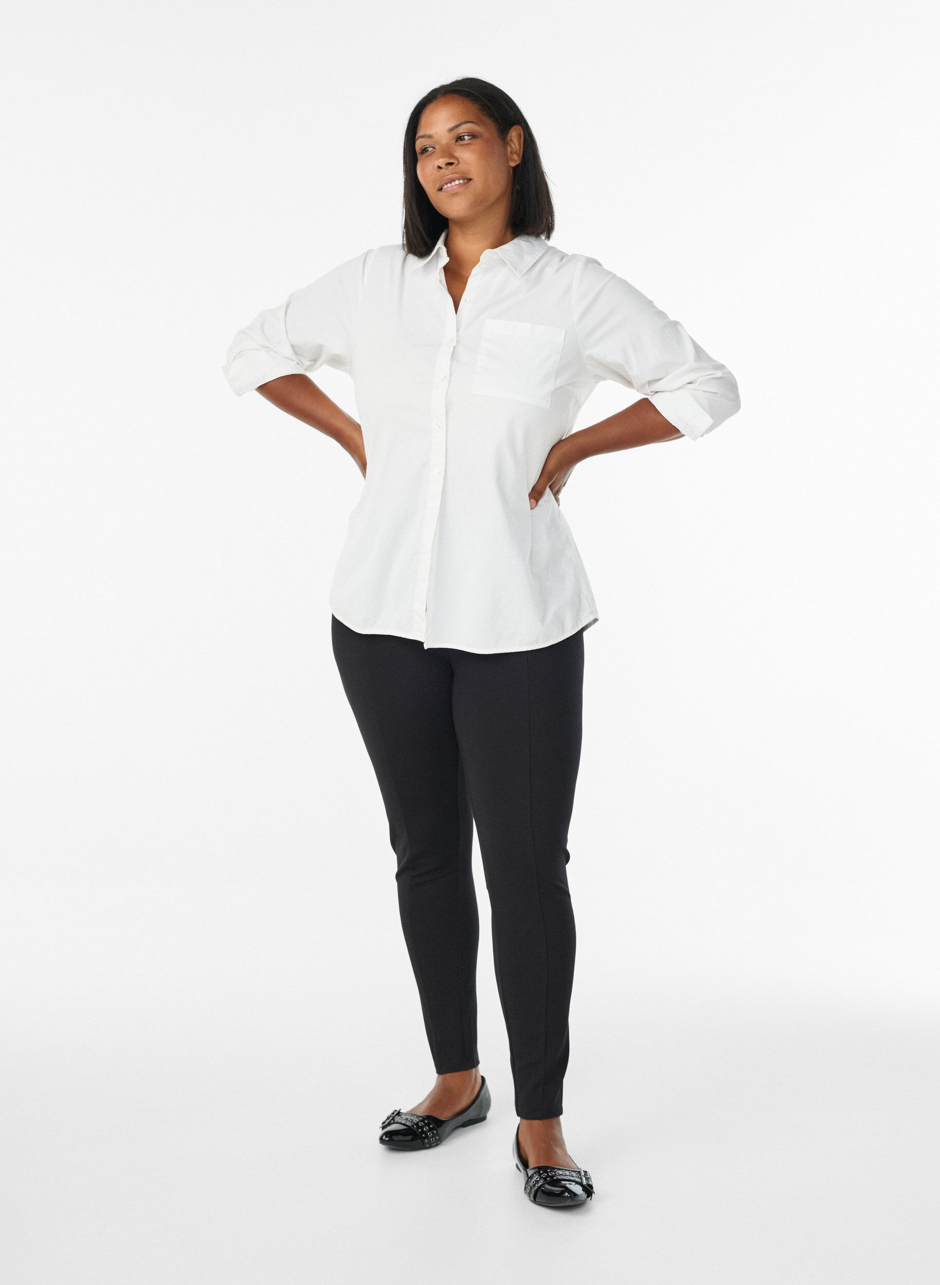 Leggings med bred elastik i taljen, Sort, Model