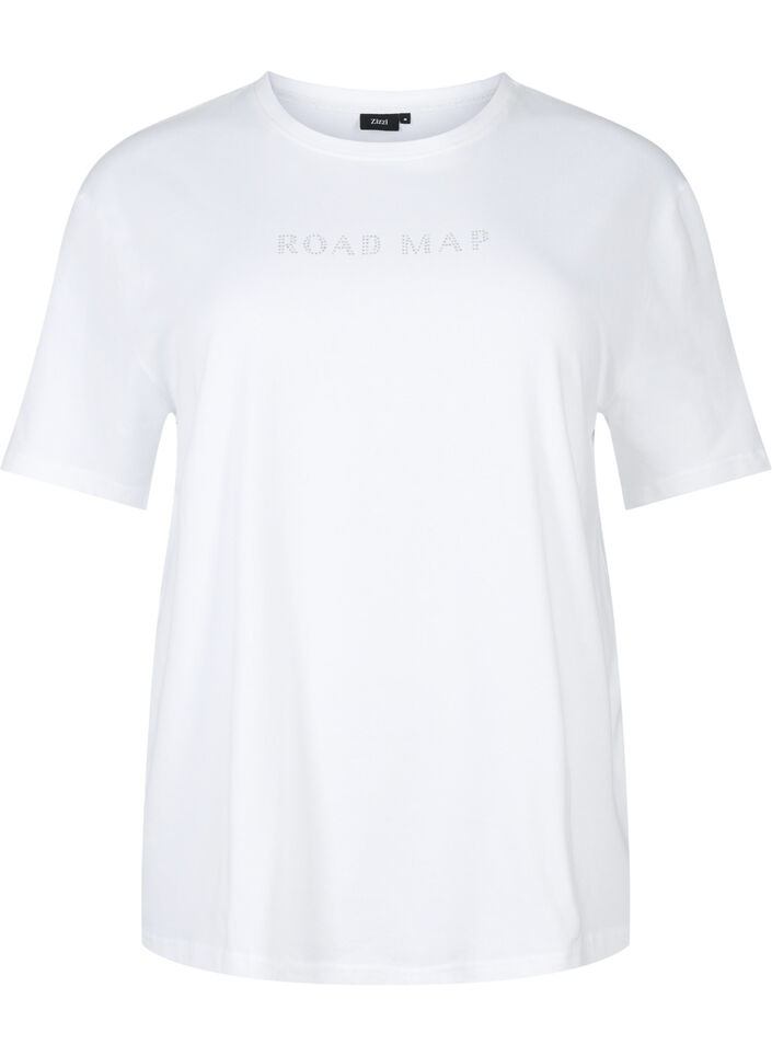 T-shirt i økologisk bomuld med similisten, White, Packshot image number 0