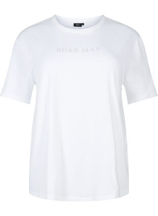 T-shirt i økologisk bomuld med similisten, White, Packshot image number 0