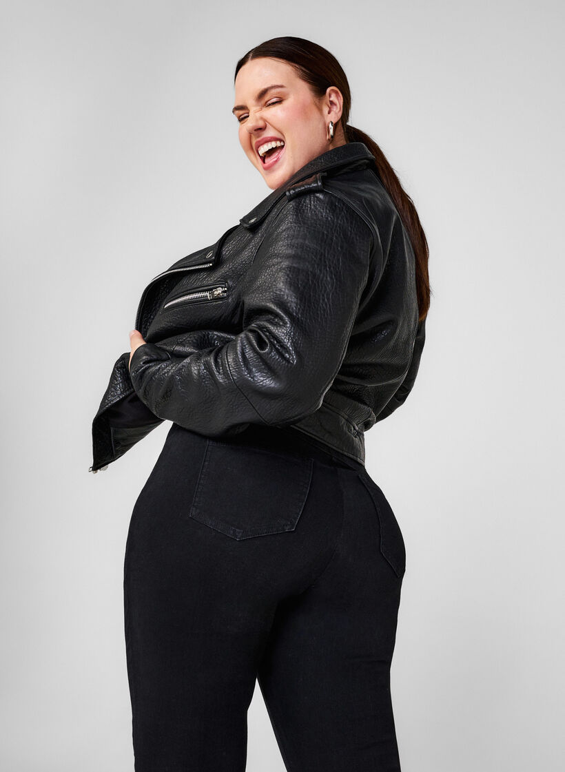 Stretchy jeggings med høj talje, Black, Image image number 0