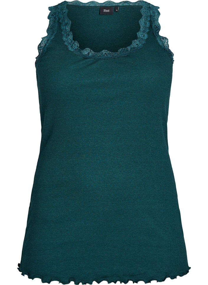 Top med blondekant, Gr&oslash;n, Packshot image number 0