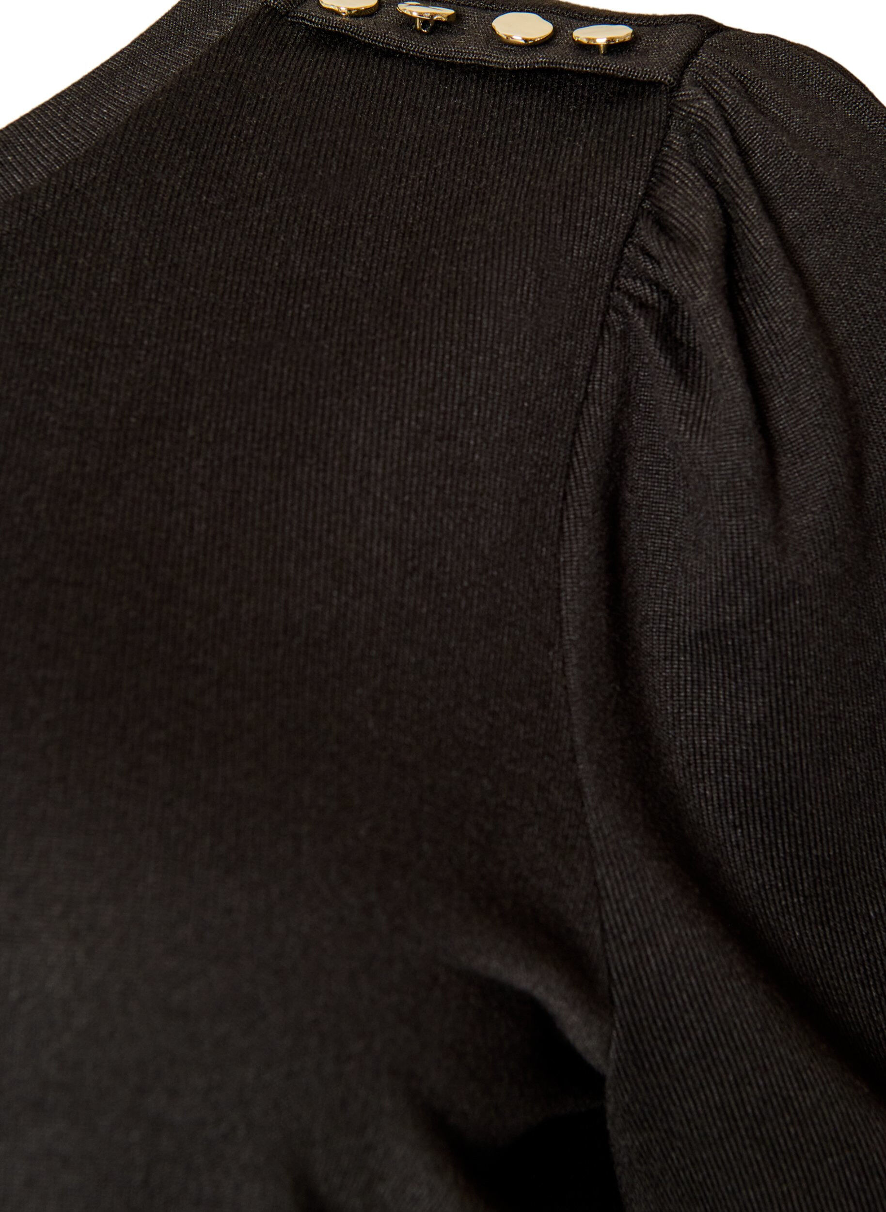 ZizziBluse med knapdetalje og korte puf&aelig;rmer, Sort, Packshot image number 2