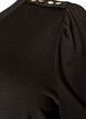 Bluse med knapdetalje og korte puf&aelig;rmer, Sort, Packshot image number 2