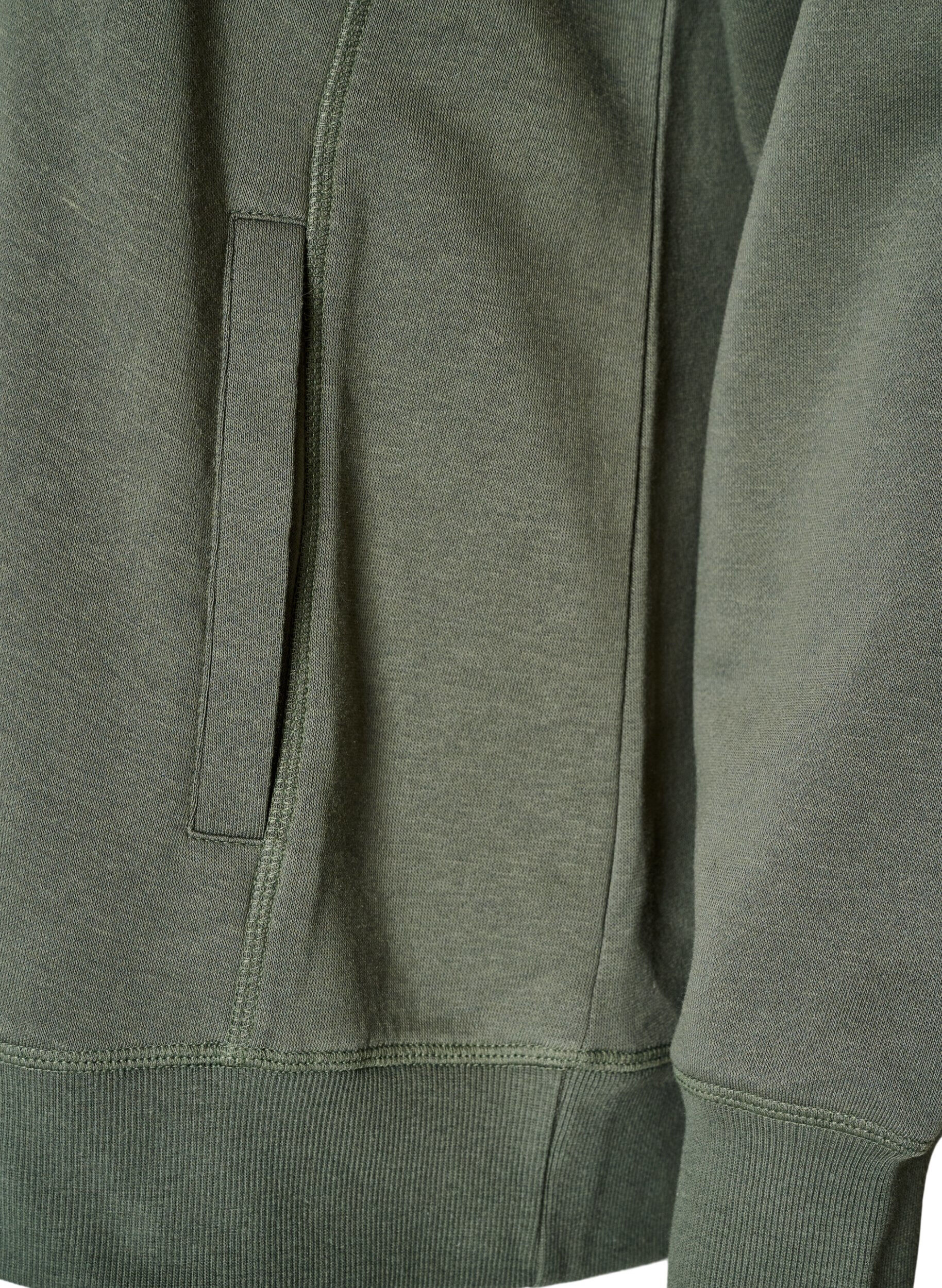 ZizziSweatshirt med h&oslash;j krave og lommer, Gr&oslash;n, Packshot image number 3