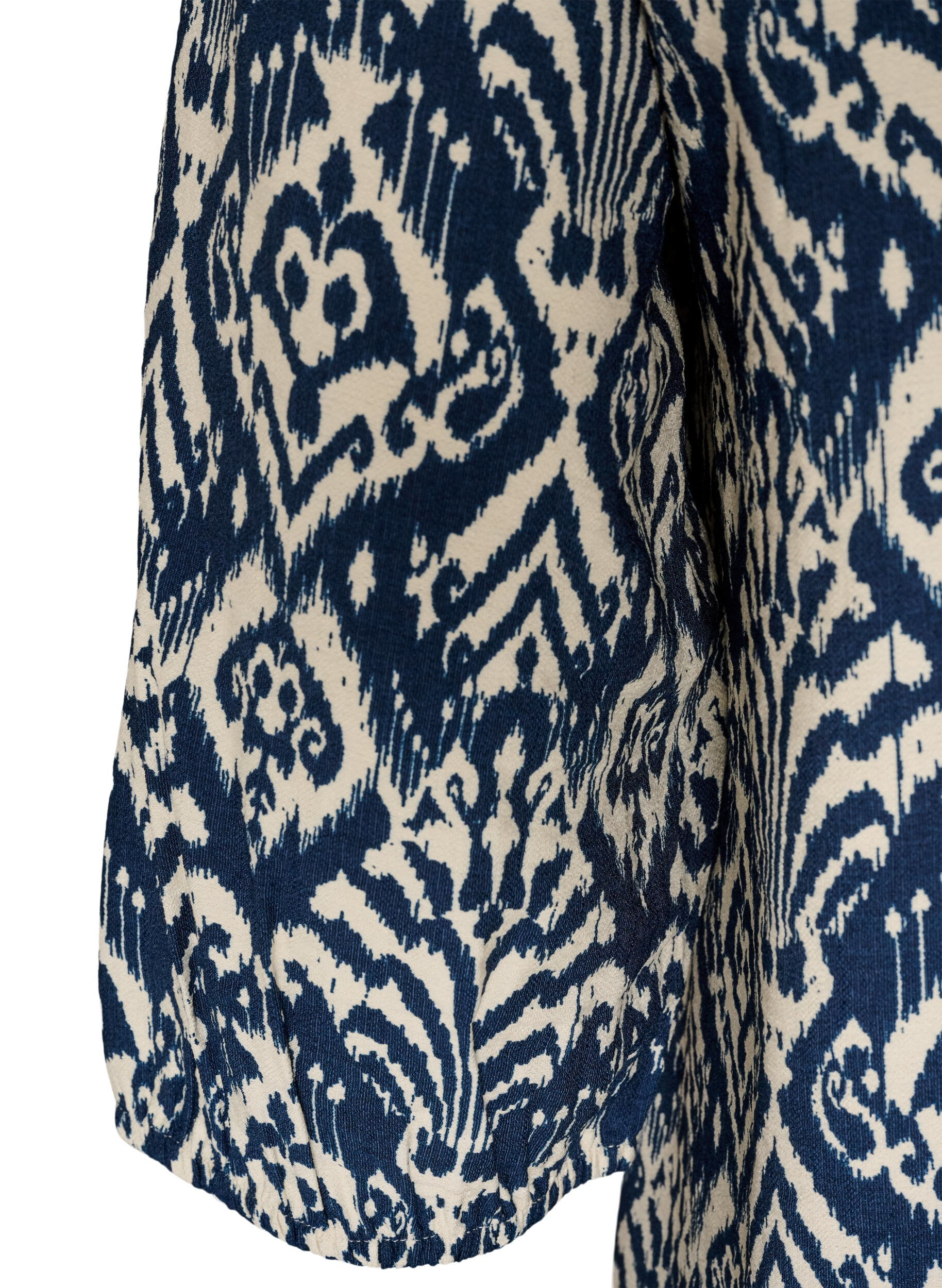ZizziViskosebluse med m&oslash;nster og 3/4-&aelig;rmer, Bl&aring;, Packshot image number 3
