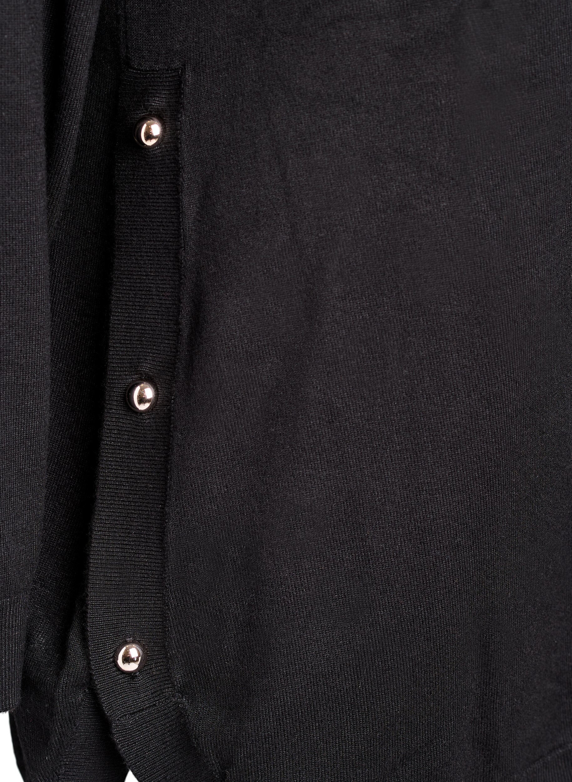 ZizziStrikbluse med knapper i siden, Sort, Packshot image number 3
