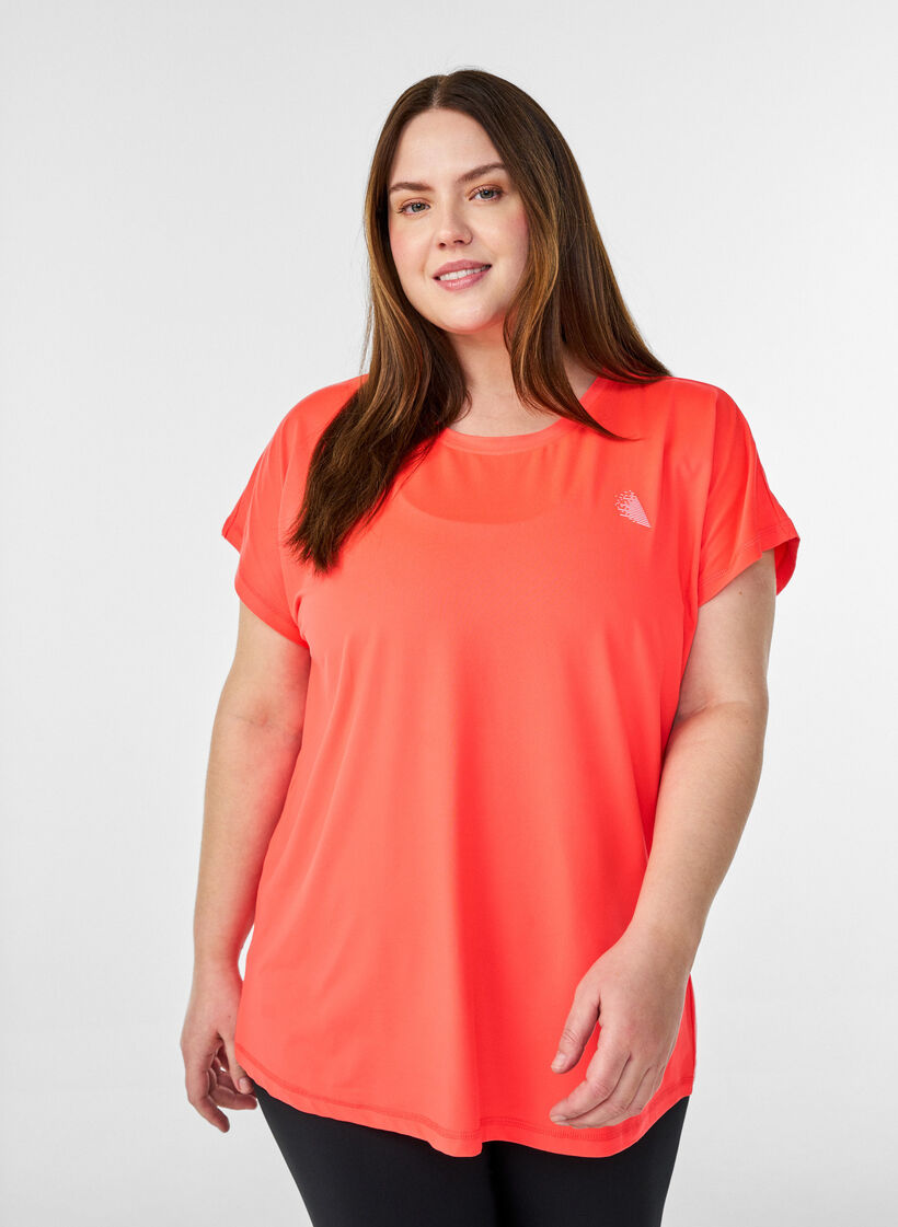 Ensfarvet tr&aelig;nings t-shirt, Orange, Model image number 0