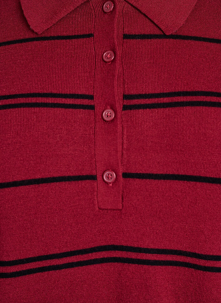 Strikbluse med polokrave, Rød, Packshot image number 2