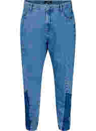 Cropped Mille mom jeans med color-block , Blue denim, Packshot