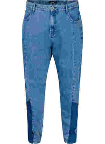 Cropped Mille mom jeans med color-block 