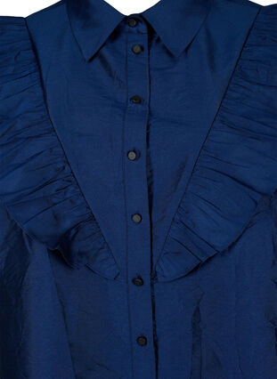 Ensfarvet skjorte med flæsedetalje, Titan, Packshot image number 2