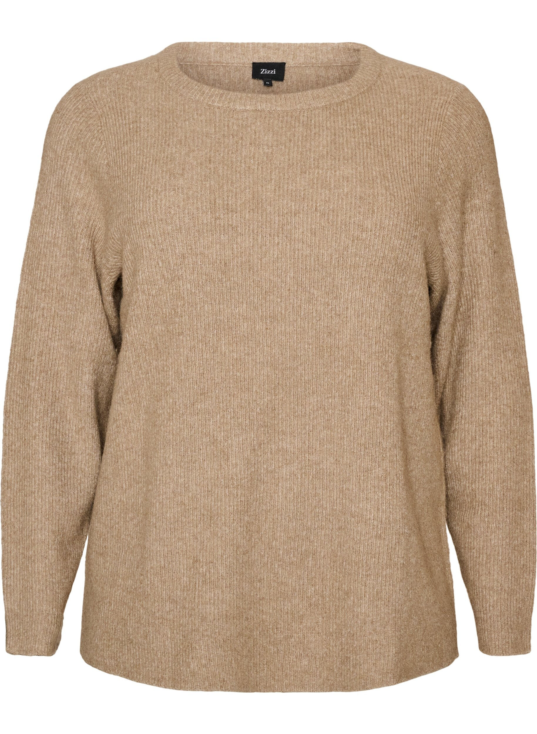 Meleret strikbluse med rund hals