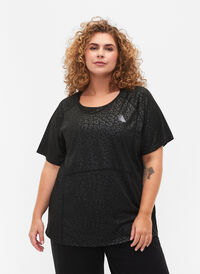 Trænings t-shirt med print og mesh, Black, Model
