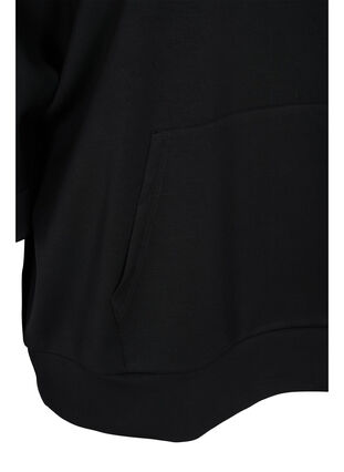 Sweatshirt med hætte og 3/4 ærmer, Black, Packshot image number 3
