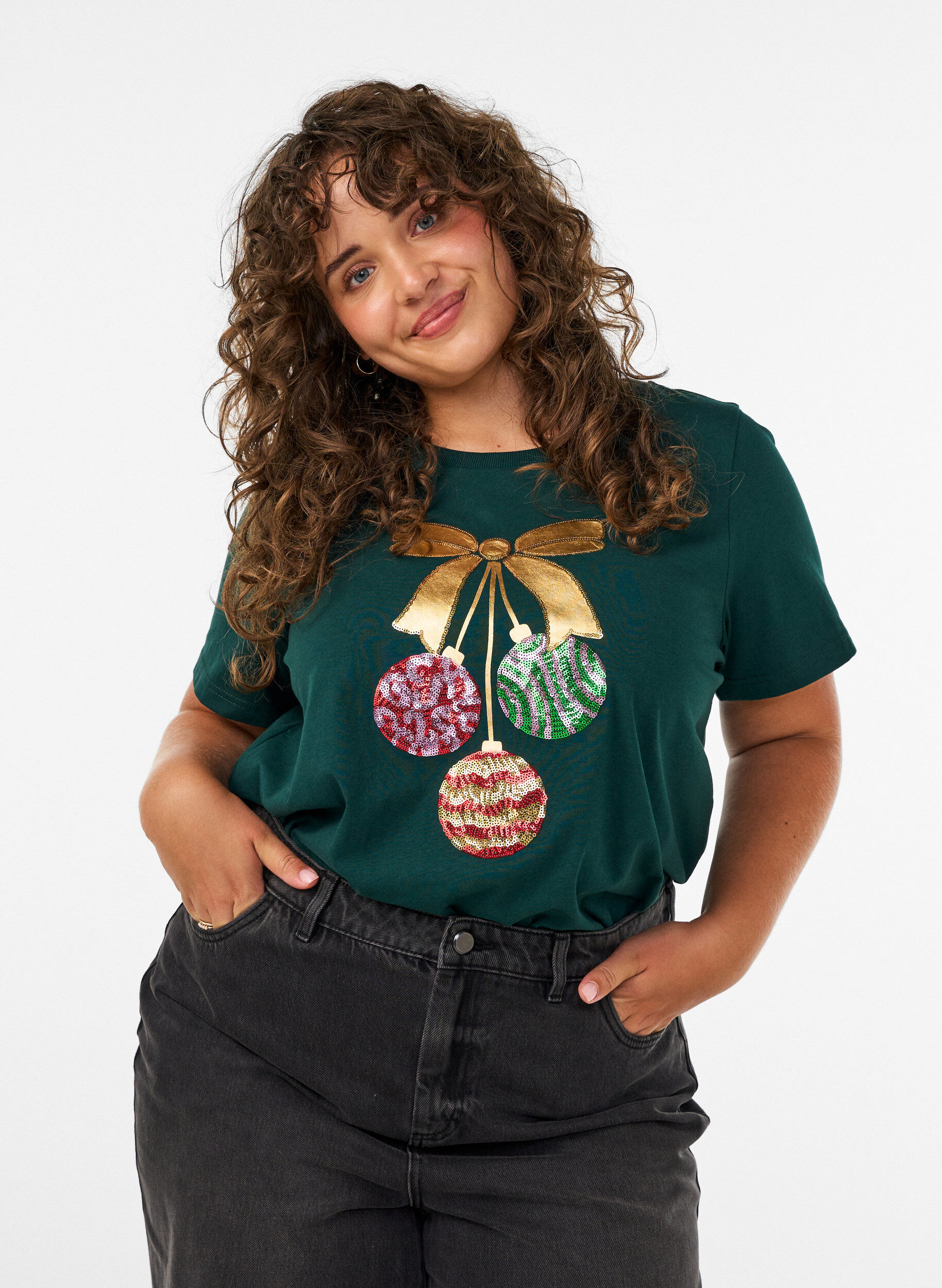 ZizziJule t-shirt i &oslash;kologisk bomuld, Gr&oslash;n, Model image number 0