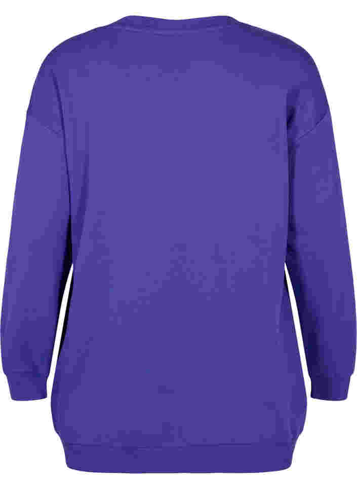 Sweatshirt i bomuld med tryk, Deep Blue, Packshot image number 1