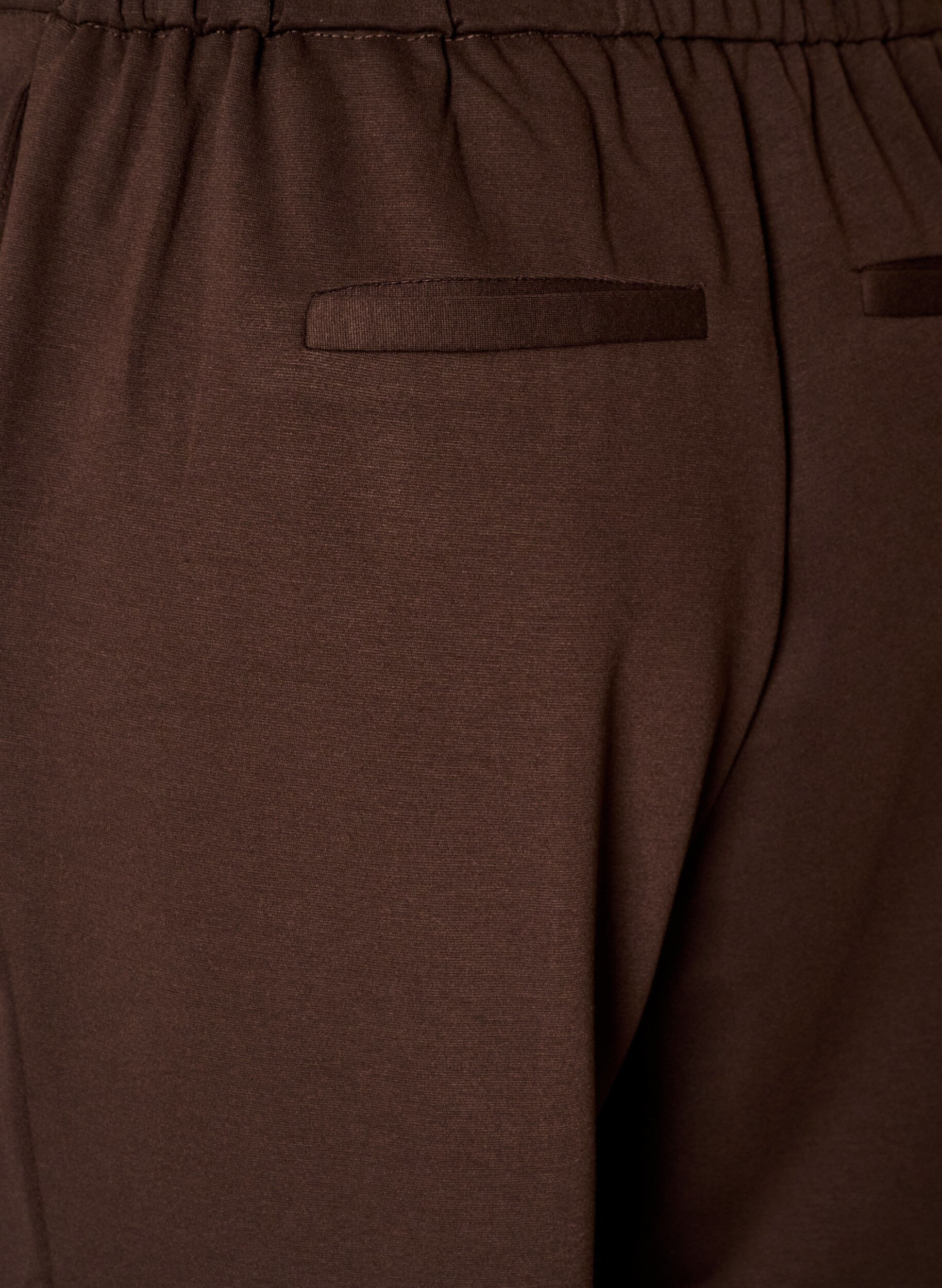 ZizziL&oslash;se jerseybukser med h&oslash;j talje, Brun, Packshot image number 3