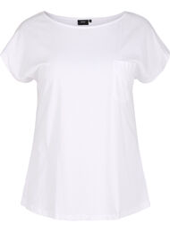 T-shirt med brystlomme i økologisk bomuld, Bright White