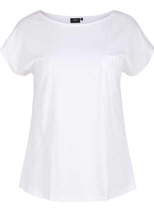 T-shirt med brystlomme i økologisk bomuld, Bright White, Packshot image number 0