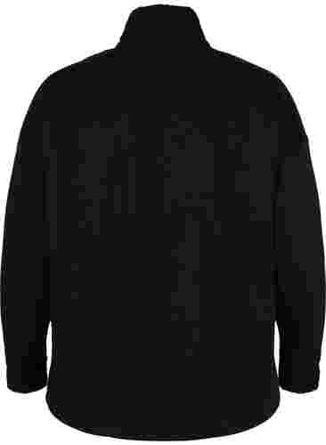 Højhalset sweatshirt med teddy og lynlås, Black, Packshot image number 1