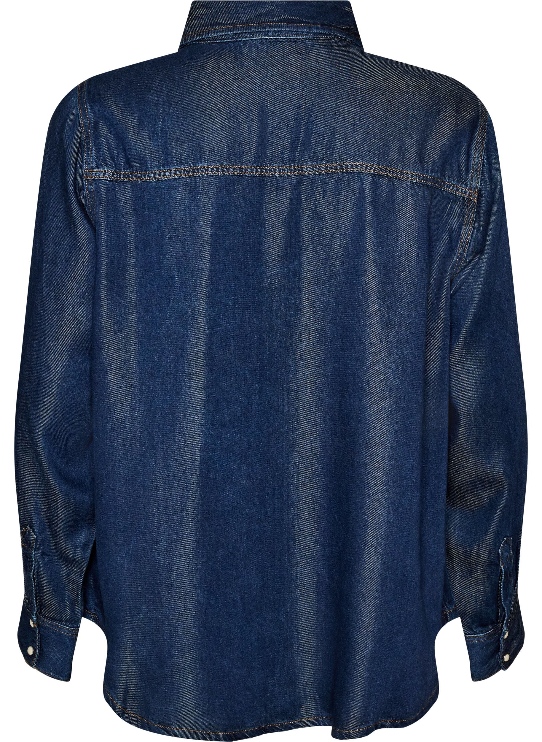ZizziDenimskjorte i lyocell med trykknapper, Bl&aring;, Packshot image number 1