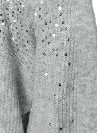 Strikket cardigan med pailletter, Light Grey Melange, Packshot image number 2