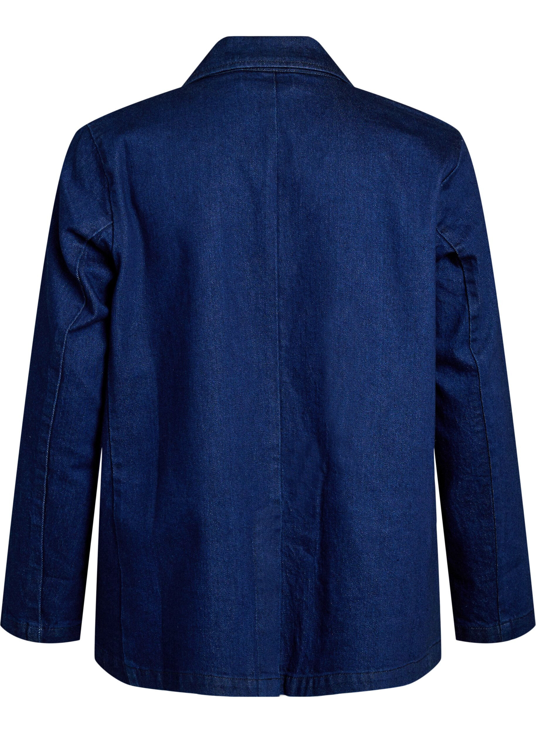 Zizzi Denim blazer med lommer, Bl&aring;, Packshot image number 1