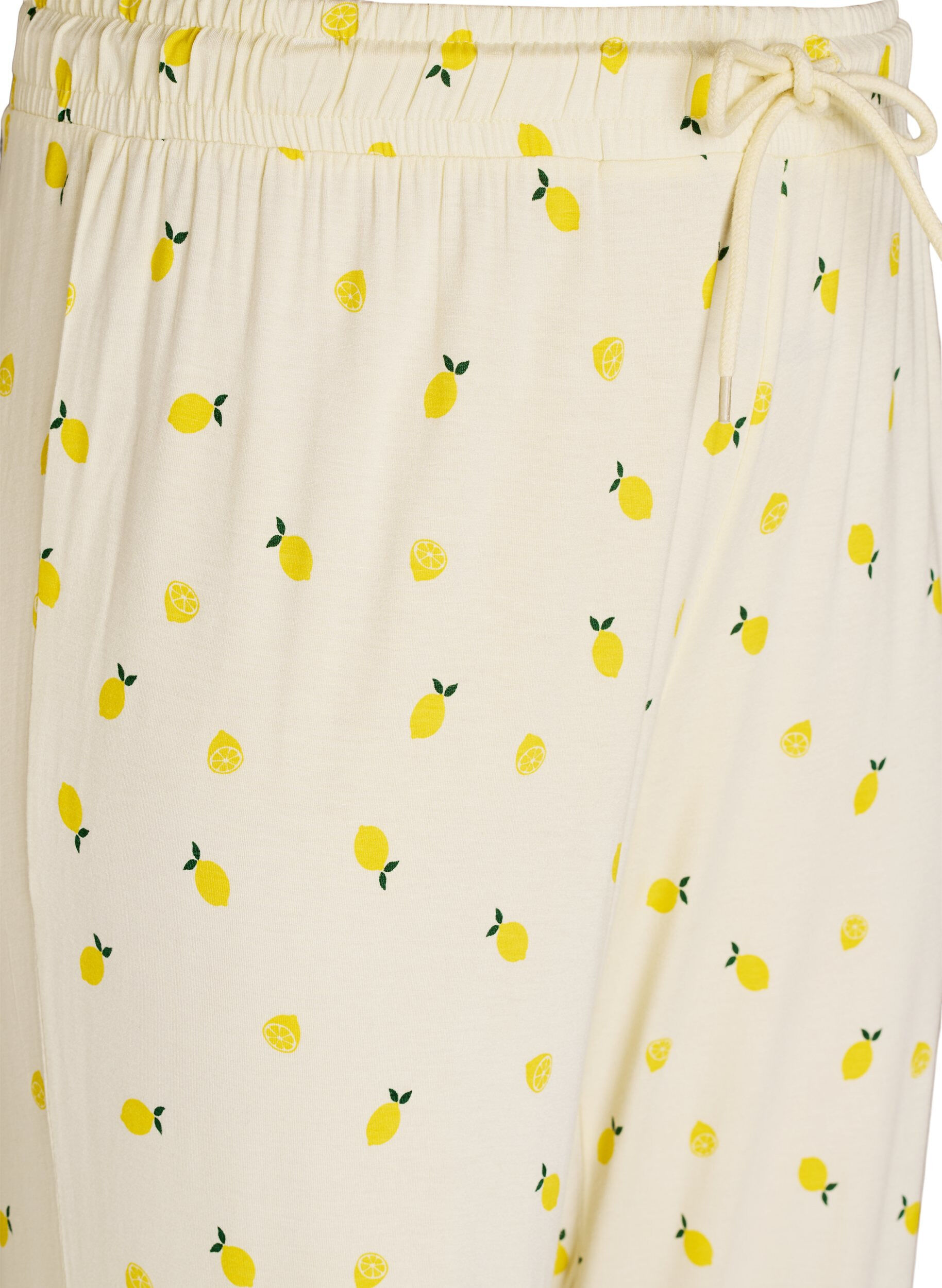 ZizziNatbukser i bl&oslash;d jersey med h&oslash;j talje og frugtprint, Gul, Packshot image number 2