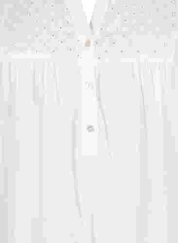Tunika i bomuld med broderi anglaise, Bright White, Packshot image number 2