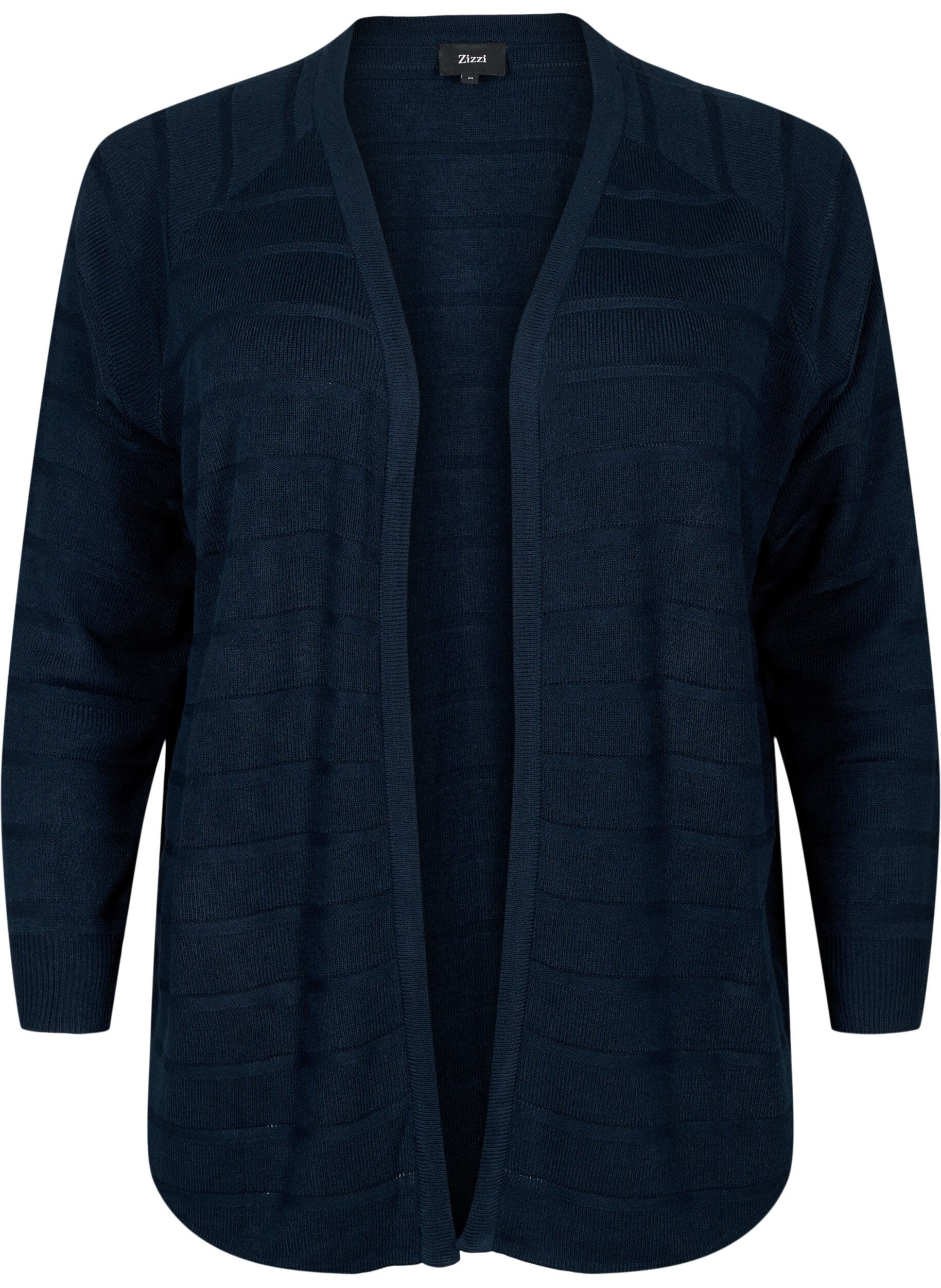 Zizzi Strikcardigan med tone-i-tone striber, Navy Blazer, Packshot image number 0