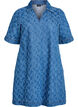 Kort denimkjole med strukturmønster, Blå, Packshot image number 0