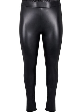 Coated leggings med børstet inderside, Black, Packshot image number 0
