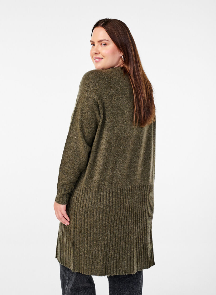 Lang cardigan med lommer, Sea Turtle Mel., Model image number 1