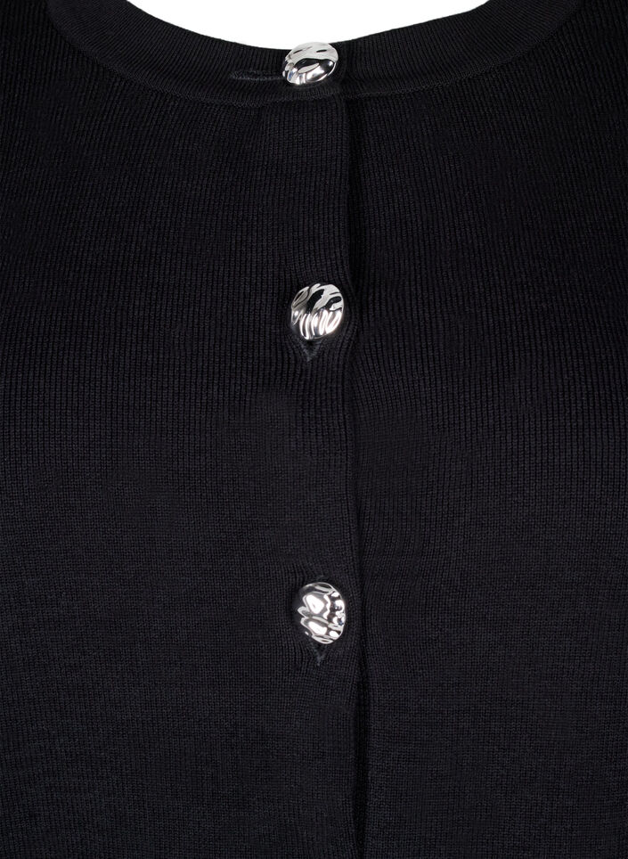 Strikcardigan med dekorative knapper, Black, Packshot image number 2
