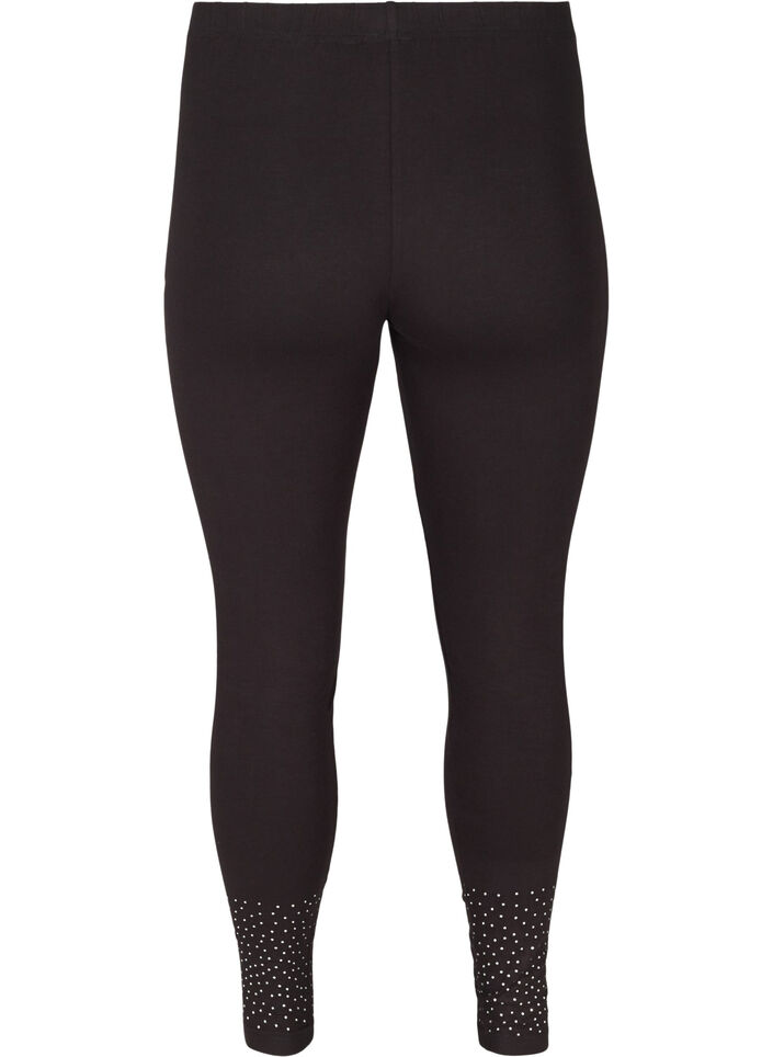 Leggings i viskosemix med dekorative sten, Black, Packshot image number 1