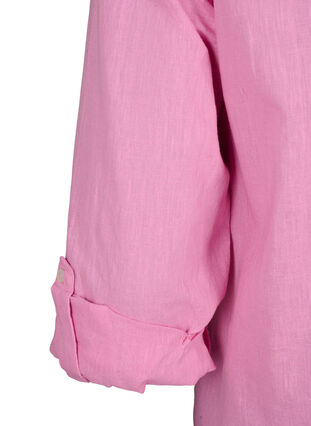 Skjortebluse med knaplukning i bomuldsmix med hør, Rosebloom, Packshot image number 4
