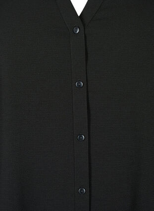 Skjortebluse med 3/4 ærmer og flæsekrave, Black, Packshot image number 2