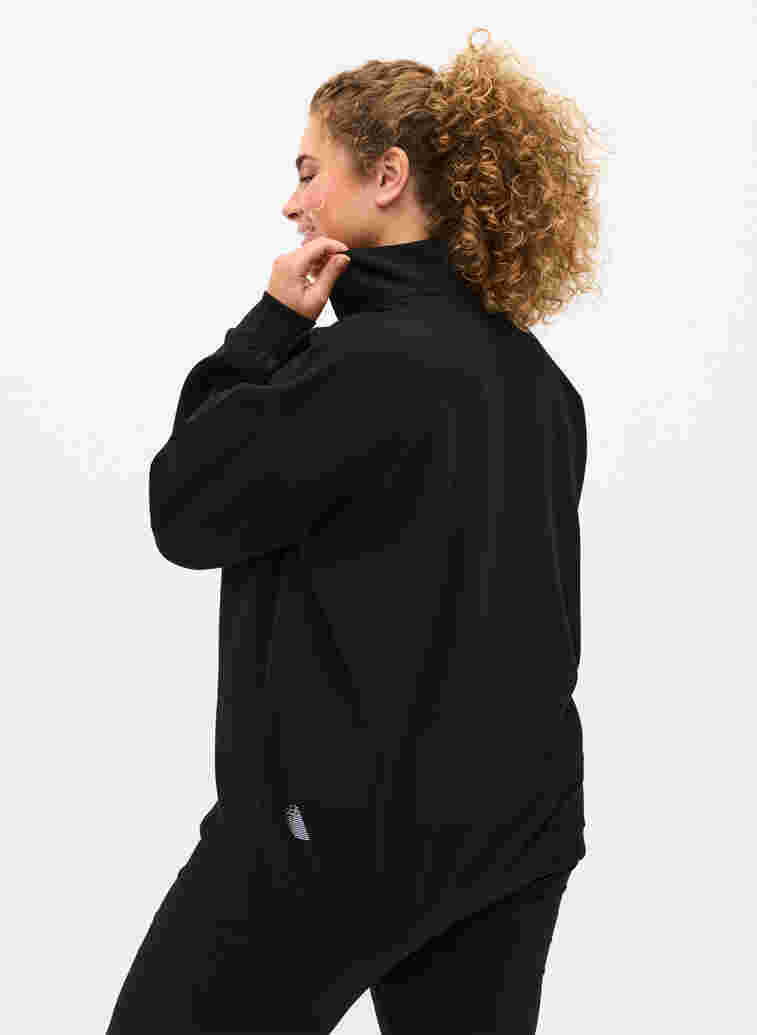Højhalset sweatshirt med lynlås, Black, Model image number 1