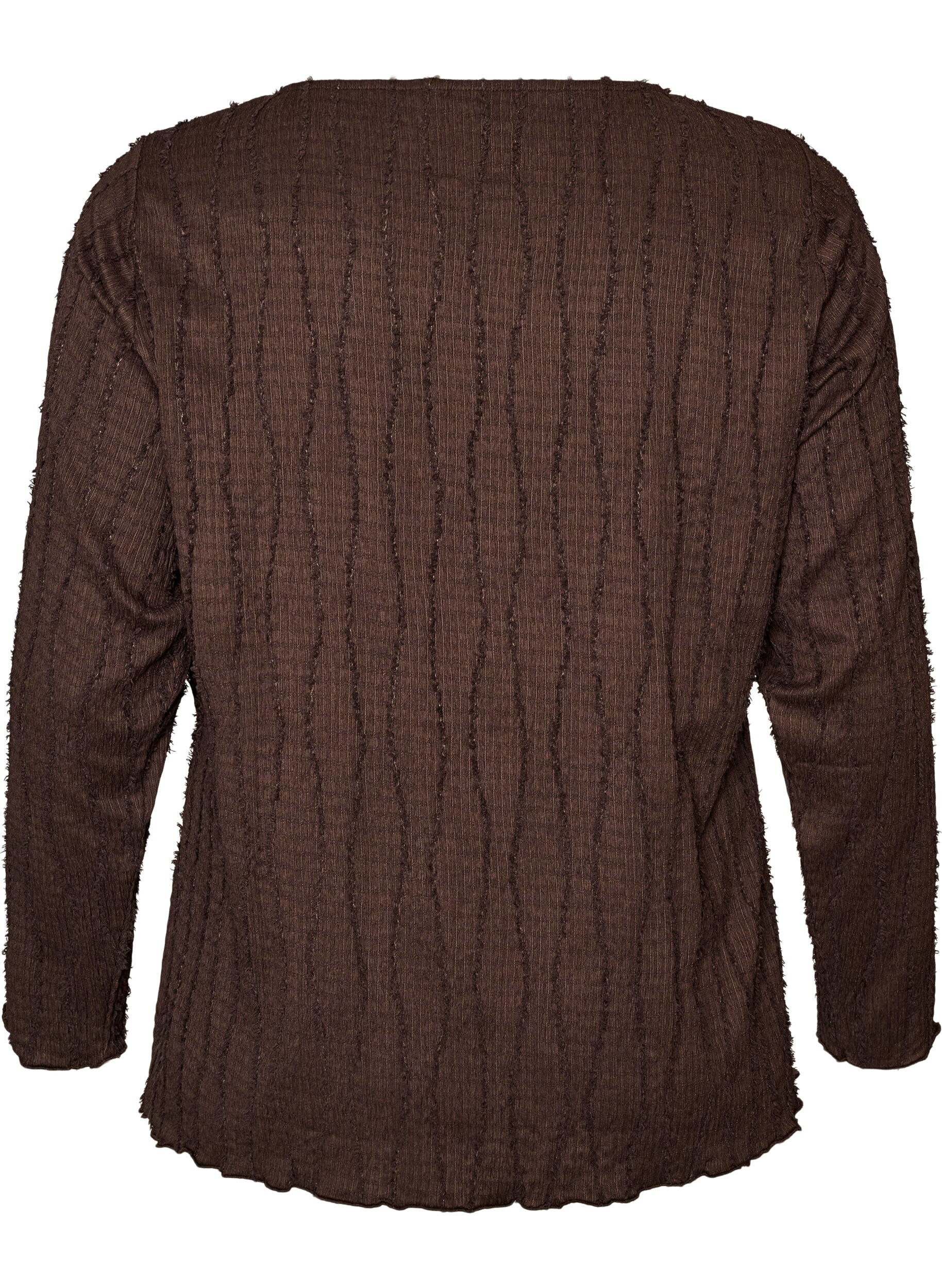 ZizziJerseybluse med b&oslash;lget struktur, Brun, Packshot image number 1