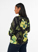 Blomstret bluse med b&aring;dudsk&aelig;ring og brede &aelig;rmer, Sort, Model image number 2