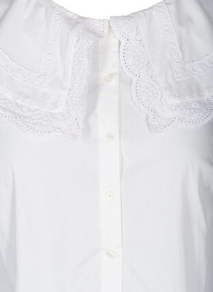 Bomulds skjorte med stor krave, Bright White, Packshot image number 2