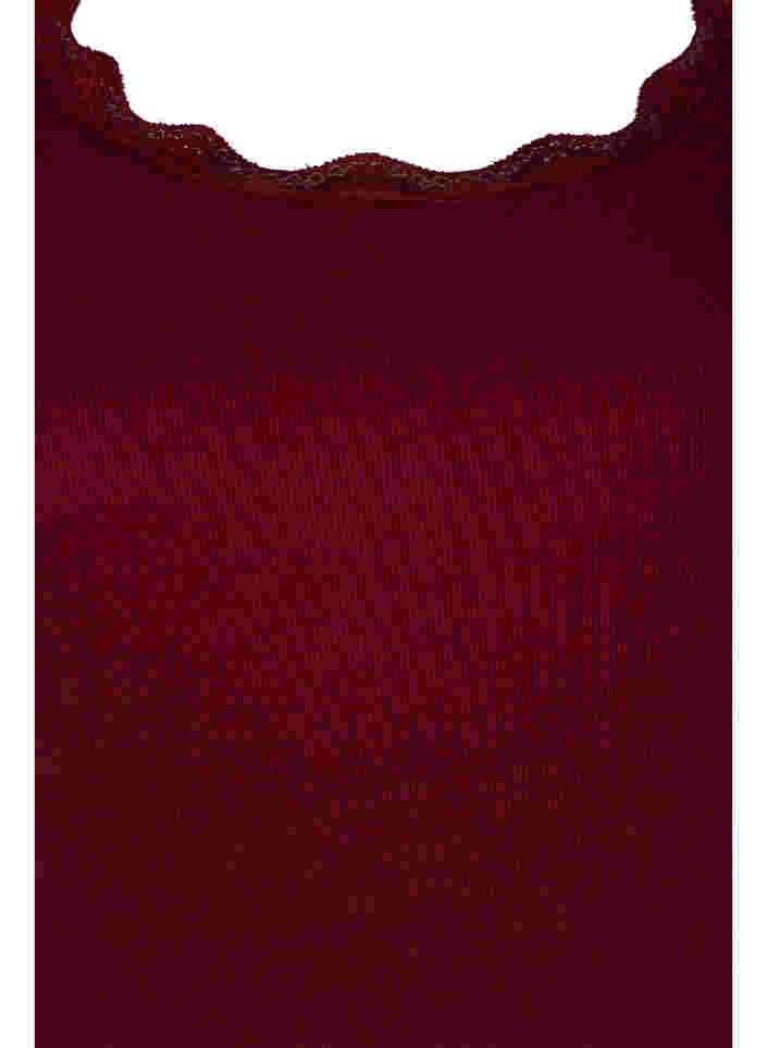 Kortærmet natbluse med blondekant, Cabernet, Packshot image number 2