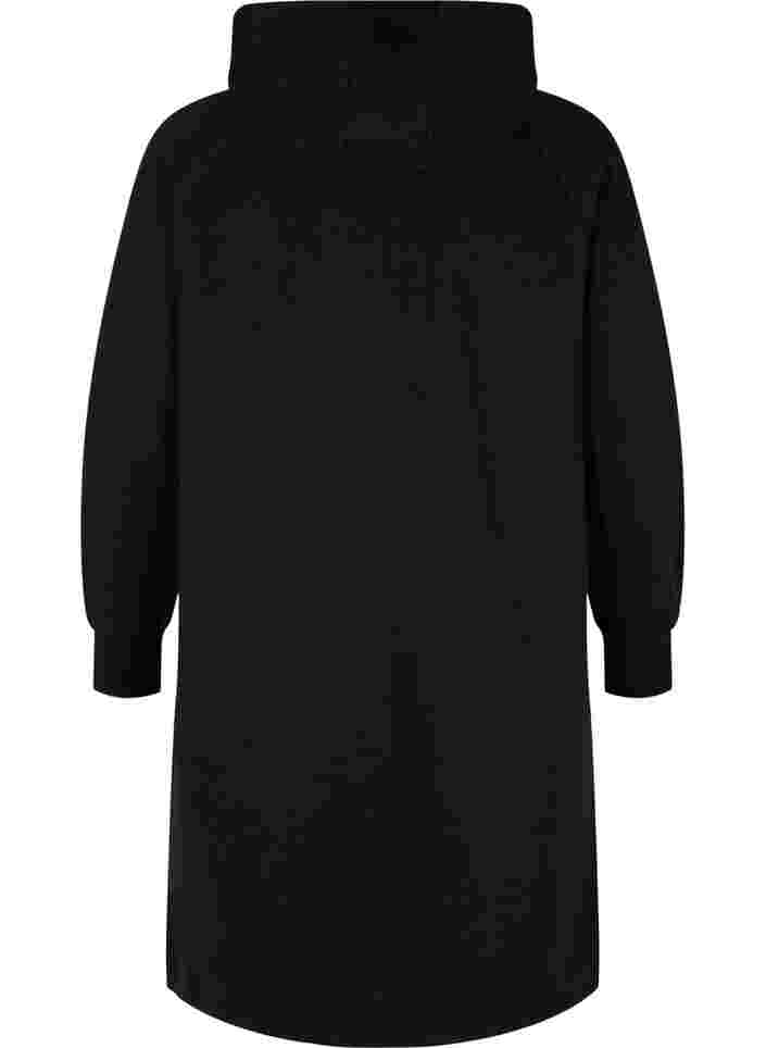 Sweatkjole med hætte og lynlås, Black, Packshot image number 1