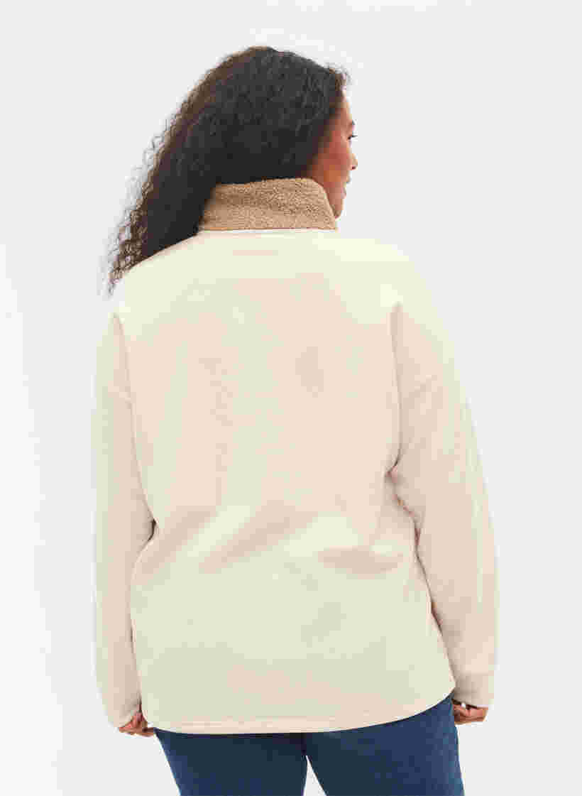 Højhalset sweatshirt med teddy og lynlås, Brown Comb, Model image number 1