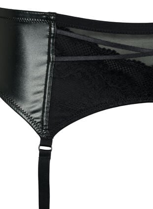 Shiny hofteholder med blonder, Black, Packshot image number 2