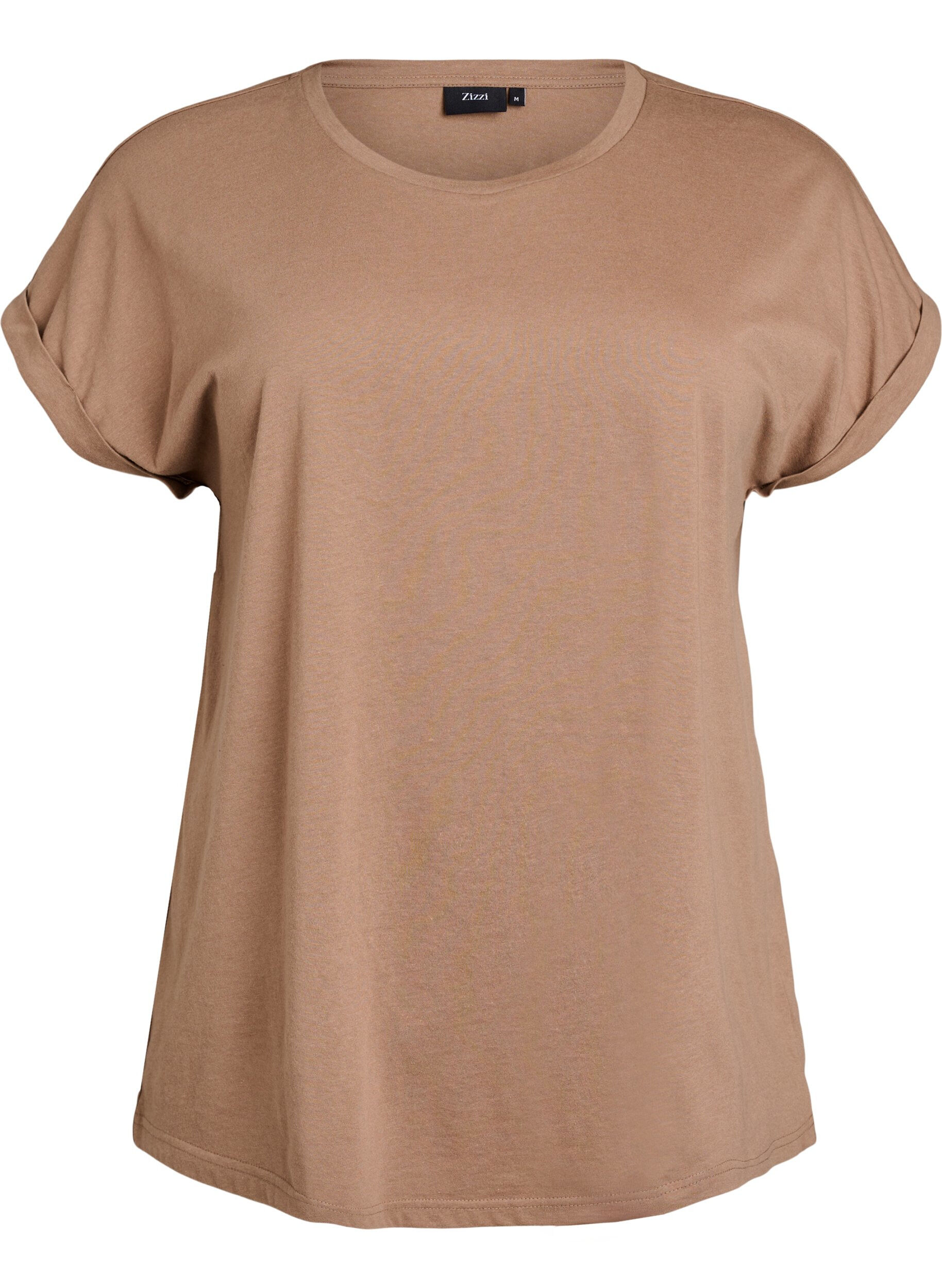 ZizziKort&aelig;rmet t-shirt i bomuldsblanding, Brun, Packshot image number 0