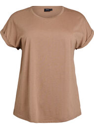 Kort&aelig;rmet t-shirt i bomuldsblanding, Brun